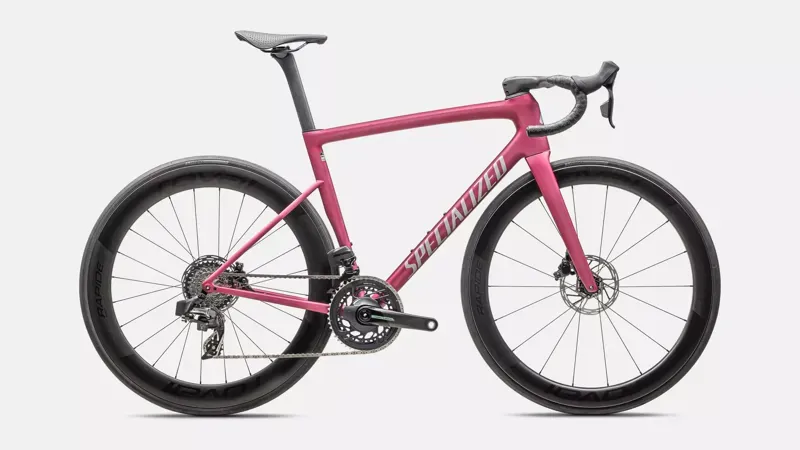 Specialized Tarmac SL8 Pro Force AXS Road Bike In Satin Pink Tint Over Silver Dust/Silver Dust