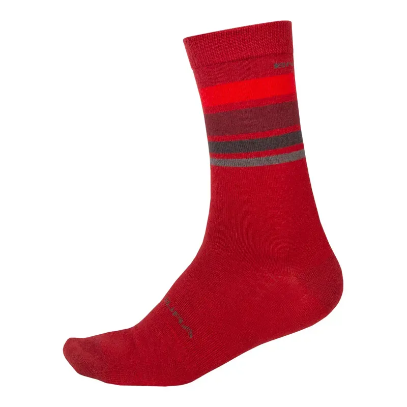 Endura BaaBaa Merino Stripe Socks in Red