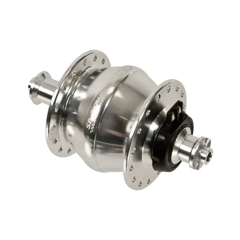 SP Dynamo PV8 100mm 32-hole Rim Brake Dyno Hub in Silver