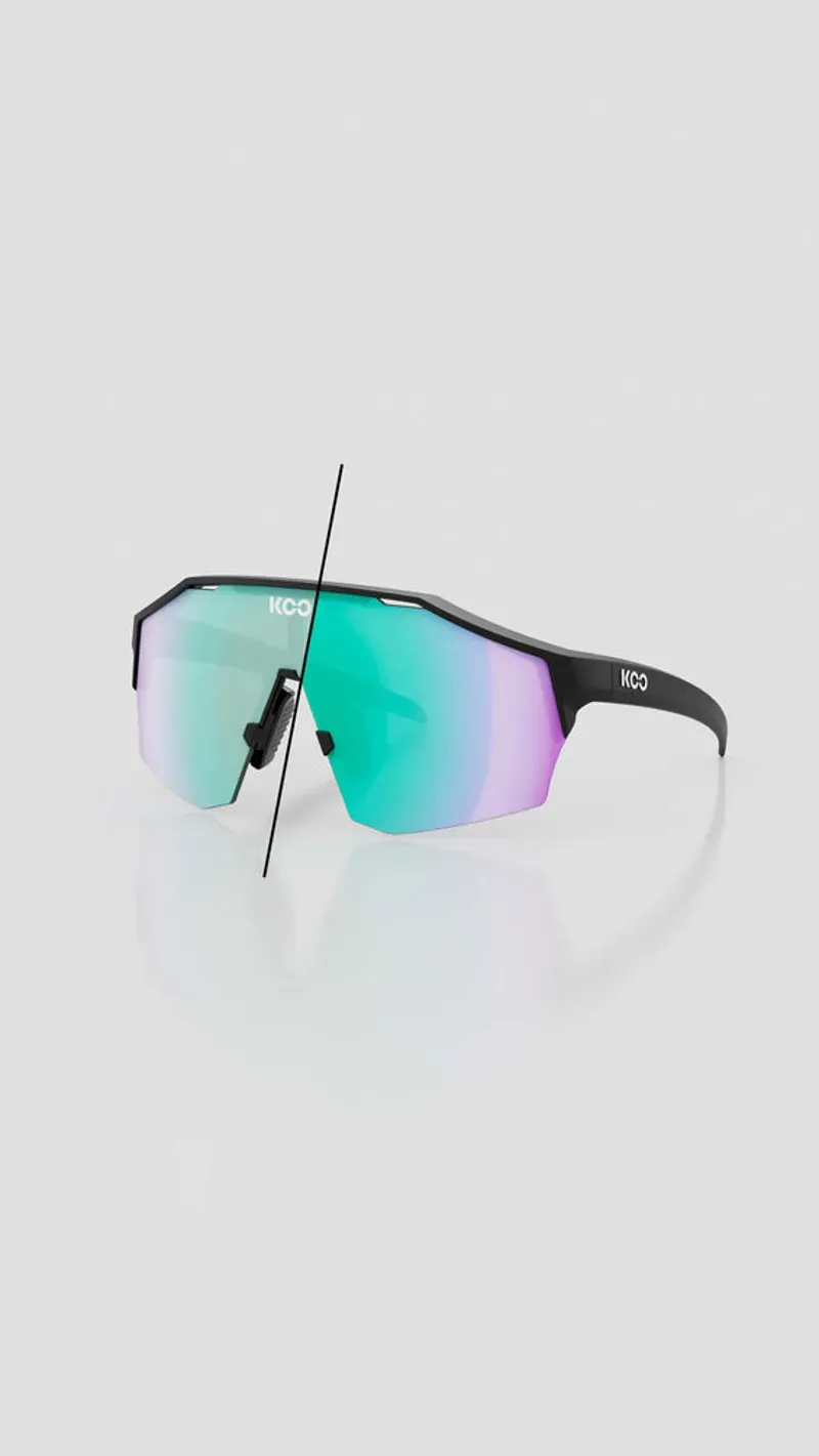 Koo Alibi Sunglasses in Black Matt/Photochromic Green Mirror