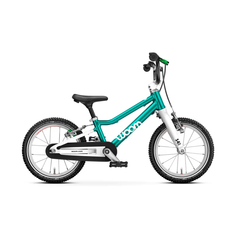 Woom GO 3 16 Automagic Kids Bike in Metallic Turquoise 