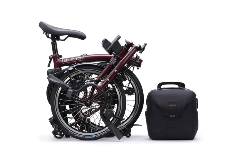 Brompton Electric C Line 4 Speed 2026 Folding Bike in Red Plum-2