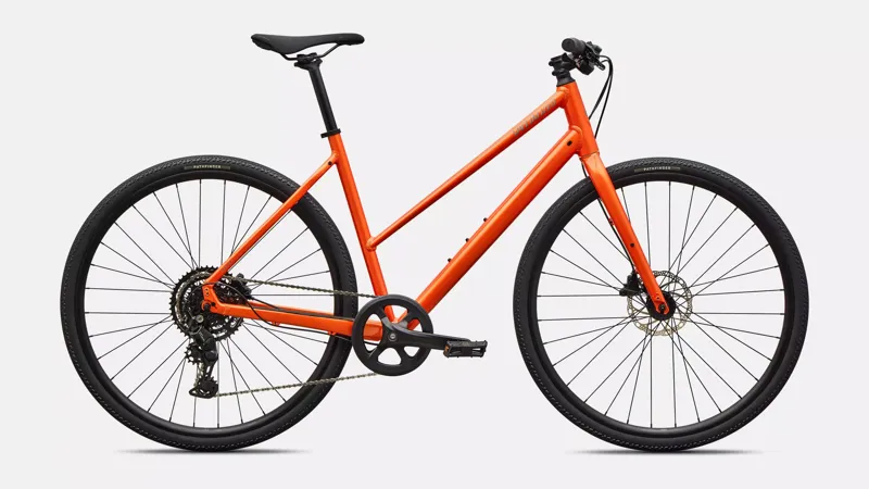 Specialized Sirrus X 2.0 Step-Through Hybrid Bike in Gloss Tangerine