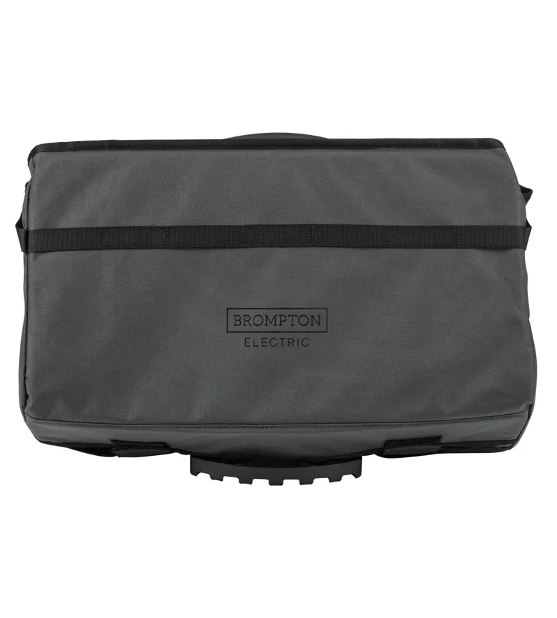 Brompton Electric Basket Bag with Frame in Dark Grey
