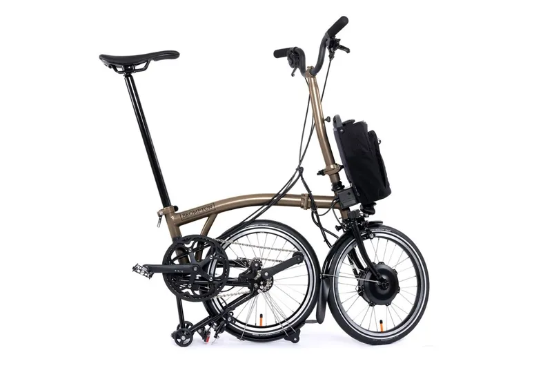 Brompton Electric P Line 4 Speed Mid Handlebar 2024 Folding Bike Bronze Sky-2