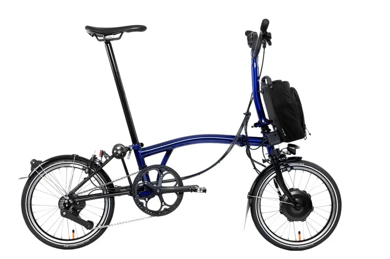 Brompton Electric P Line 4 Speed Mid Handlebar 2025 Folding Bike Blue Lacquer