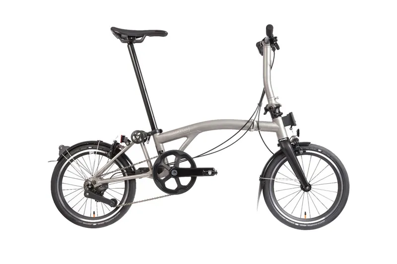 Brompton T Line 4 Speed Mid Handlebar Folding Bike in Blasted Titanium