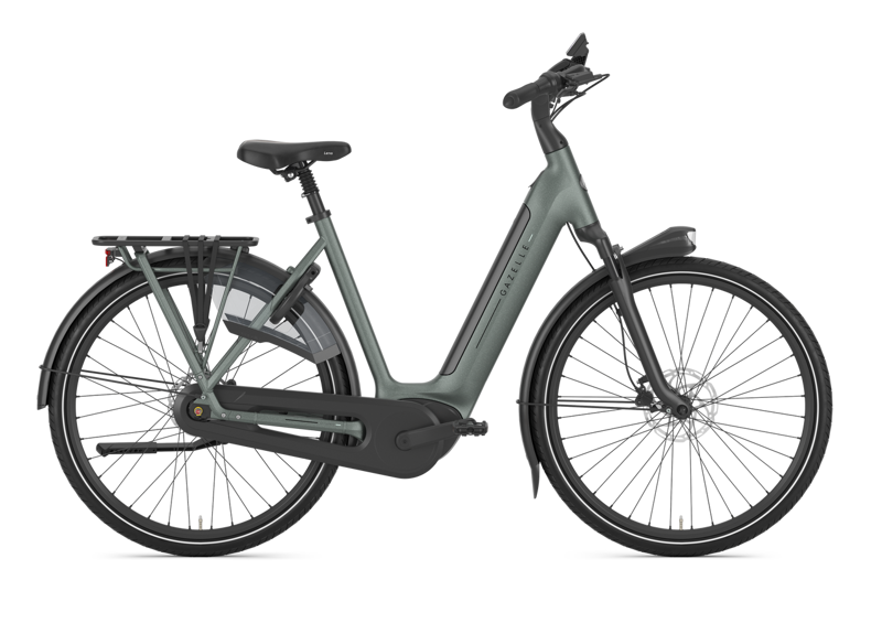 Gazelle Grenoble C8+ HMB 600Wh 2025 Low-Step Electric Hybrid Bike in Twilight Green