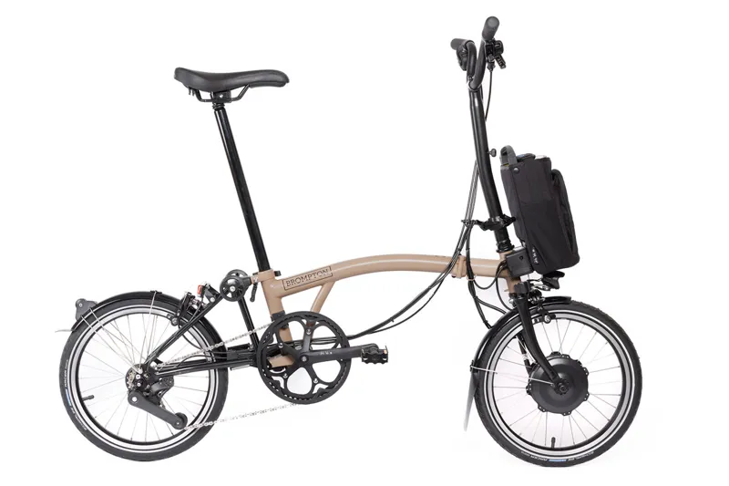 Brompton Electric C Line 4 Speed 2025 Folding Bike In Dune Sand