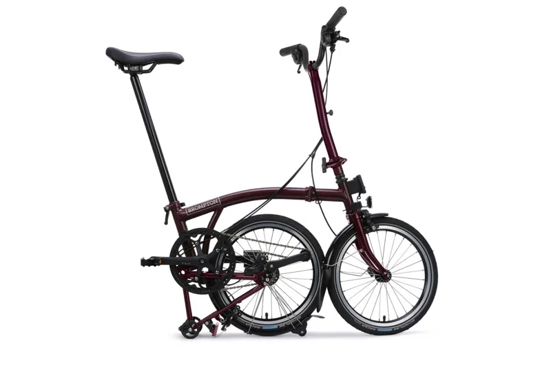 Brompton C Line 4 Speed High Handlebar 2026 Folding Bike in Red Plum-1