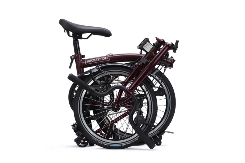 Brompton C Line 4 Speed High Handlebar 2026 Folding Bike in Red Plum-2
