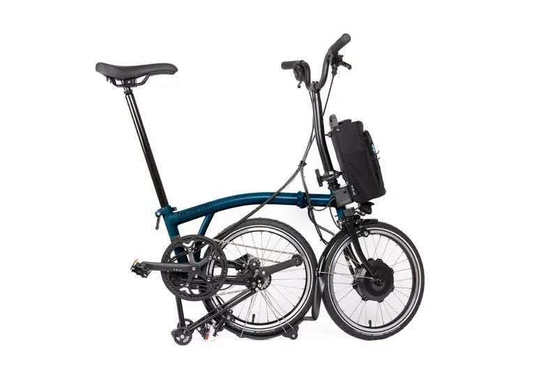 Brompton Electric C Line 4 Speed 2025 Folding Bike in Ocean Blue-2