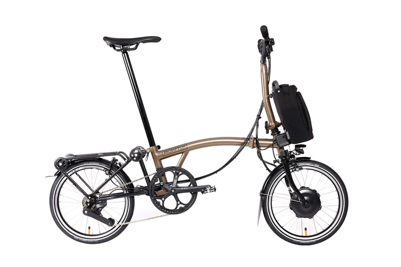 Brompton Electric P Line 4 Speed Mid Handlebar 2024 Folding Bike Bronze Sky